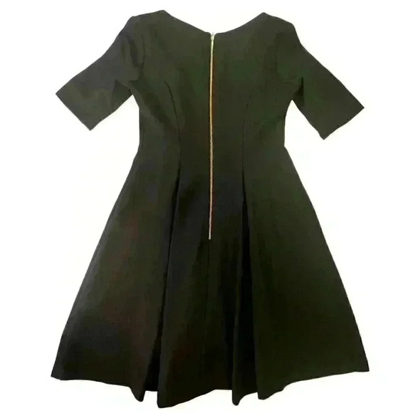 Danny & Nicole Black Fit & Flare Dress Gold Zipper Detail Size 2 Petite - Picture 3 of 7